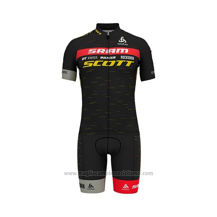 2022 Abbigliamento Ciclismo Scott Sram Nero Manica Corta e Salopette